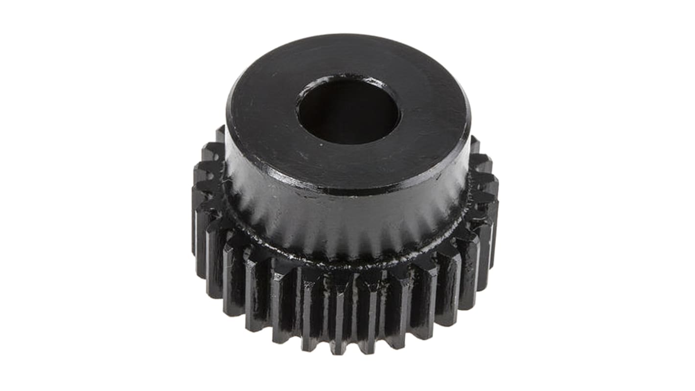 Ingranaggio cilindrico RS PRO, modulo 0.8, 16 denti, passo Ø 12.8mm, semigiunto Ø 10mm, foro Ø 4mm, in Acciaio