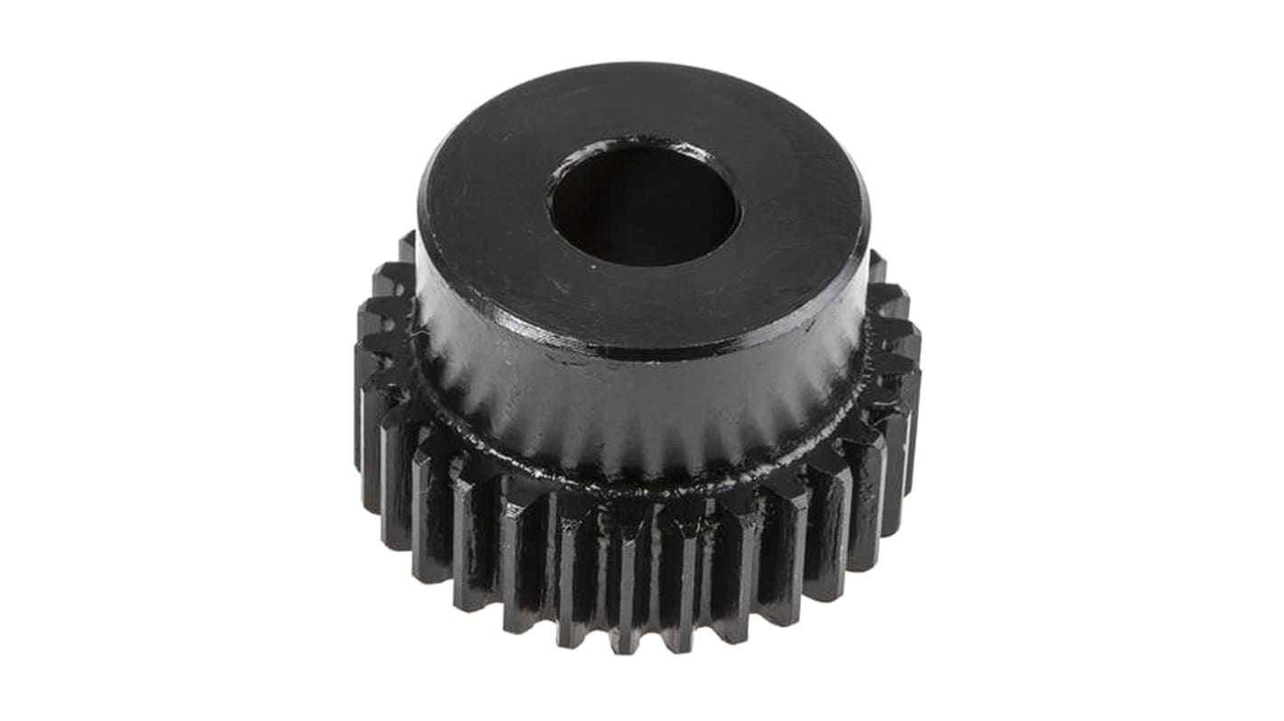 RS PRO Steel 16 Teeth Spur Gear, 0.8 Module, 4mm Bore Diam, 12.8mm Pitch Diam, 10mm Hub Diam