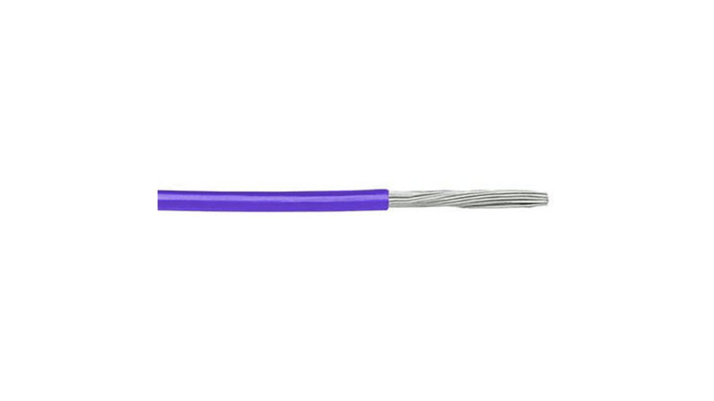 Alpha Wire Einzeladerleitung 0,2 mm², 24 AWG 30m Violett PTFE isoliert Ø 1.12mm 19/0,13 mm Litzen UL1213