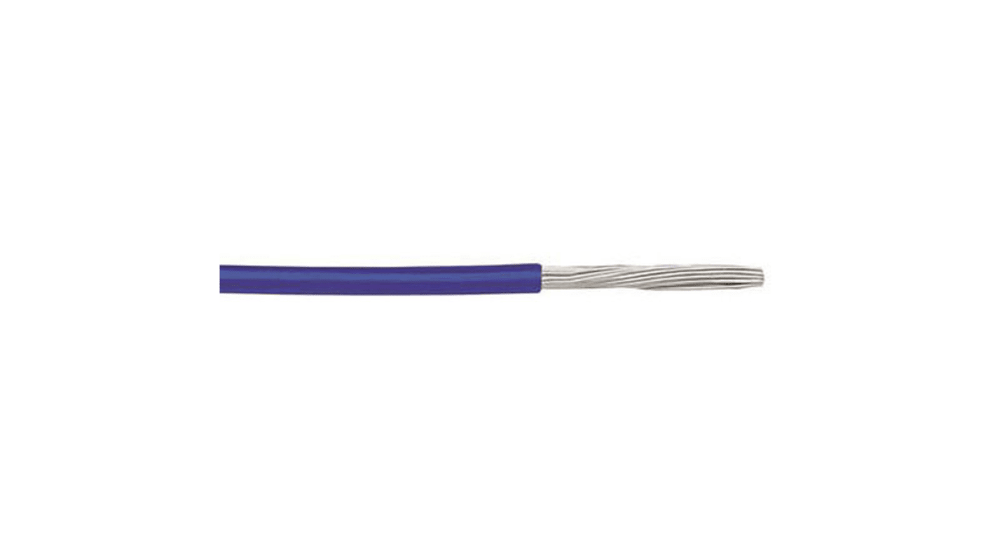 Alpha Wire Einzeladerleitung 0,33 mm², 22 AWG 30m Blau PTFE isoliert Ø 1.27mm 19/0,16 mm Litzen UL1213