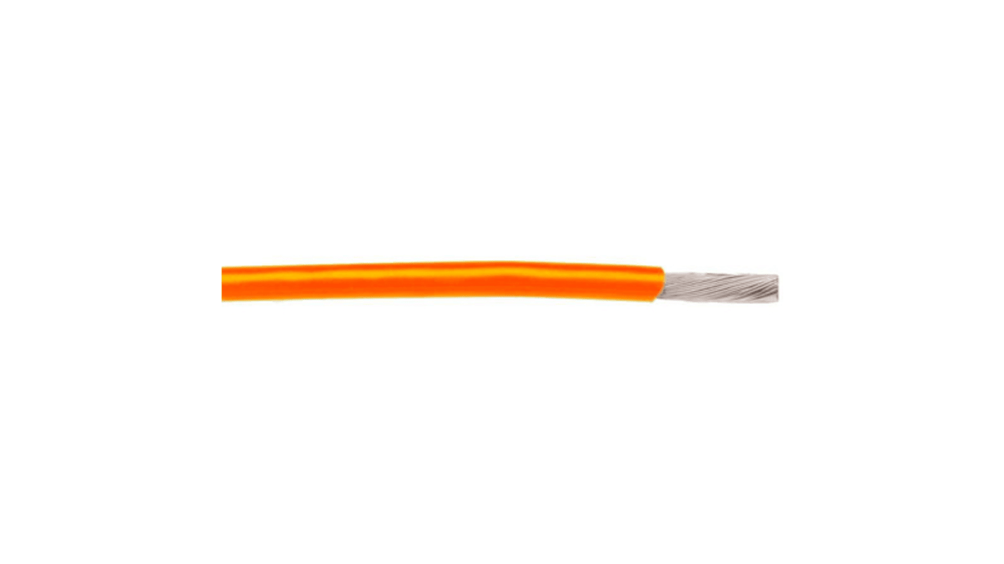 Alpha Wire Einzeladerleitung 0,2 mm², 24 AWG 30m Orange PTFE isoliert Ø 1.37mm 19/0,13 mm Litzen UL1180