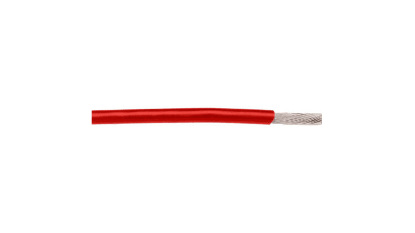 Alpha Wire Einzeladerleitung 0,03 mm², 32 AWG 30m Rot PTFE isoliert Ø 0.56mm 7/0,008 mm Litzen MIL-W-16878