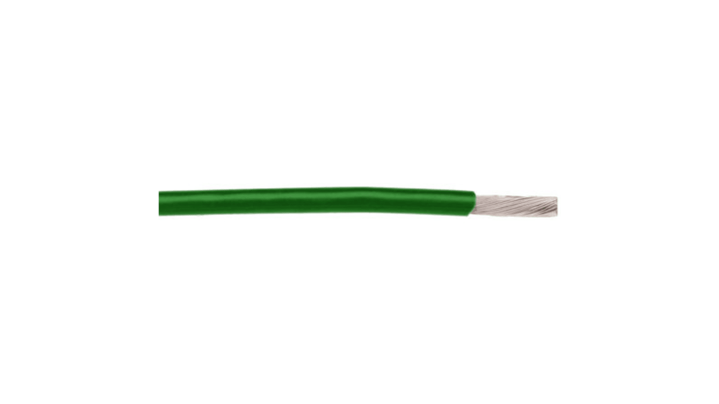 Fils de câblage Alpha Wire MIL-W-16878, Hook-up Wire TEFLON, 0,09 mm², Vert, 28 AWG, 30.5m, 250 V