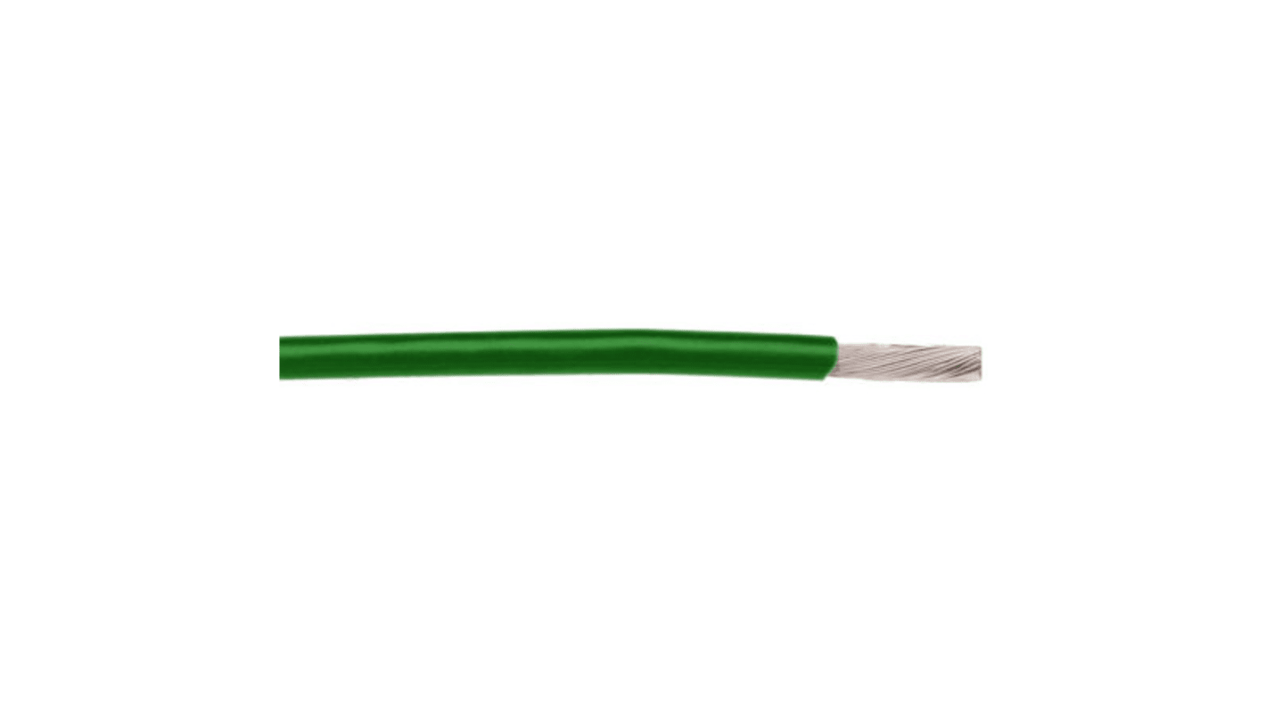 Alpha Wire 2843 Series Green 0.15 mm² Hook Up Wire, 26 AWG, 19/38, 30.5m, PTFE Insulation