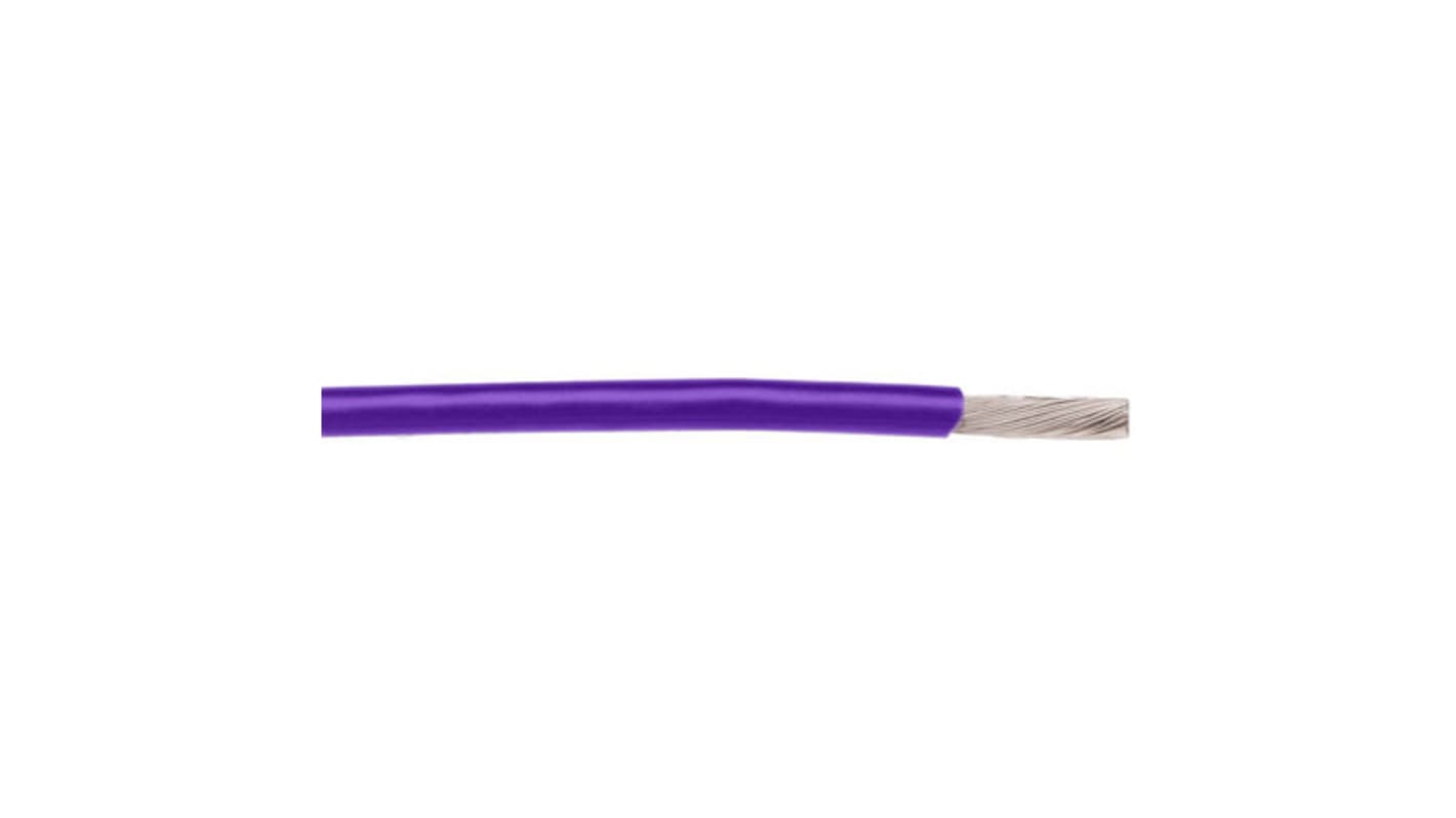 Alpha Wire Einzeladerleitung 0,24 mm², 24 AWG 30.5m Violett PTFE isoliert Ø 0.91mm 19/36 Litzen MIL-W-16878