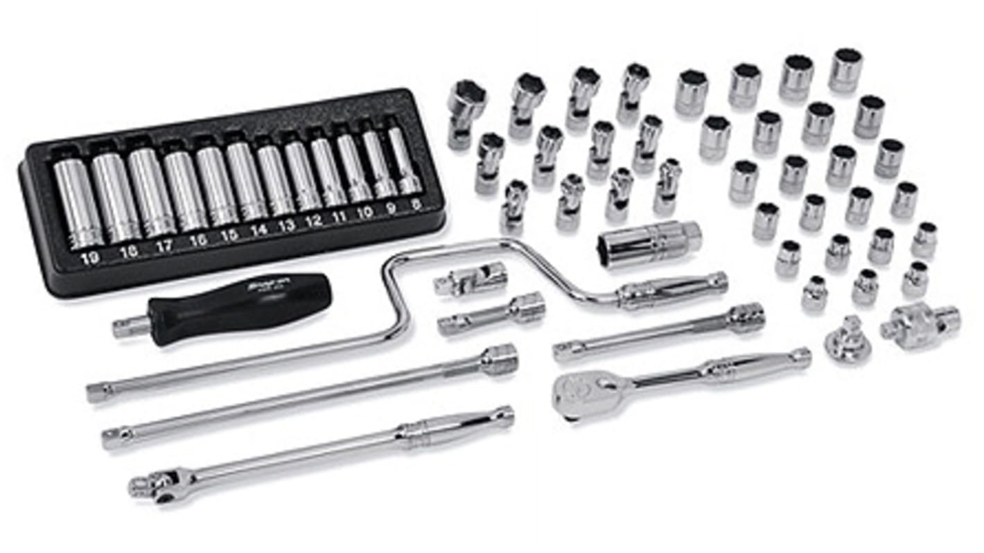 Snap-on 62-Piece Metric 3/8 in Deep Socket/Standard Socket Set with Ratchet, 6 point; 12 point