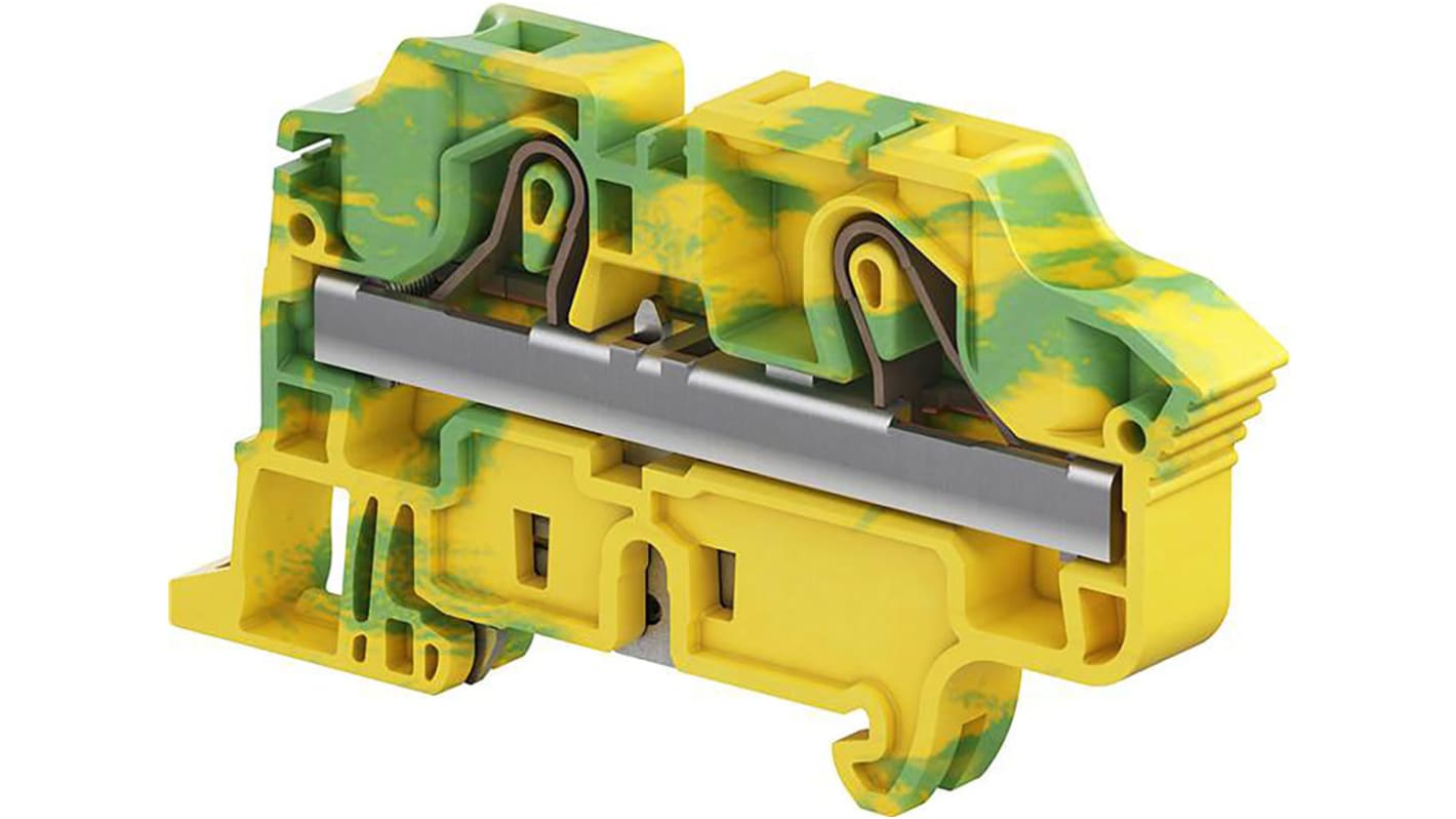 Entrelec ZK10 Series Green, Yellow Standard Din Rail Terminal, 10mm², Single-Level, Spring Clamp Termination