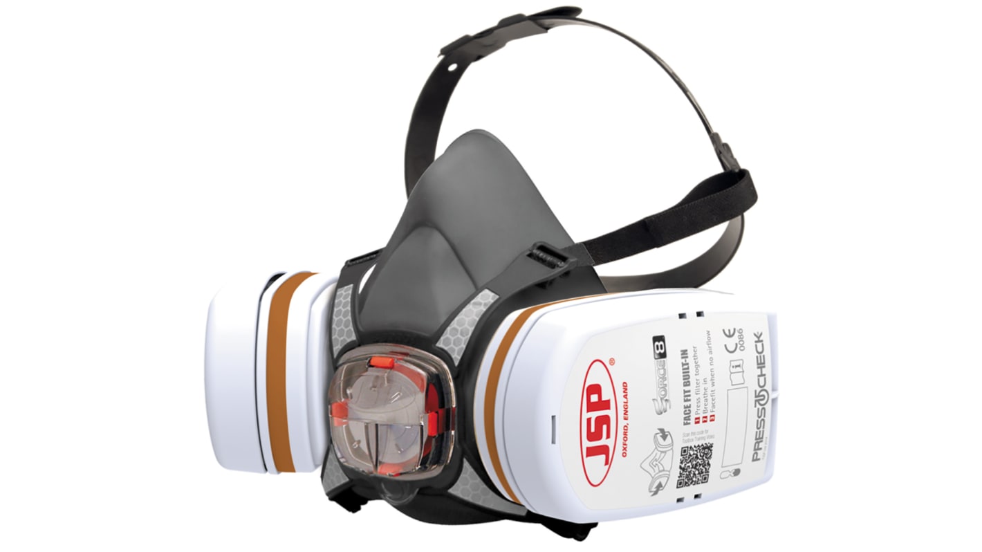 JSP PressToCheck Series Half-Type Mask Respirator, Size Medium, Hypoallergenic