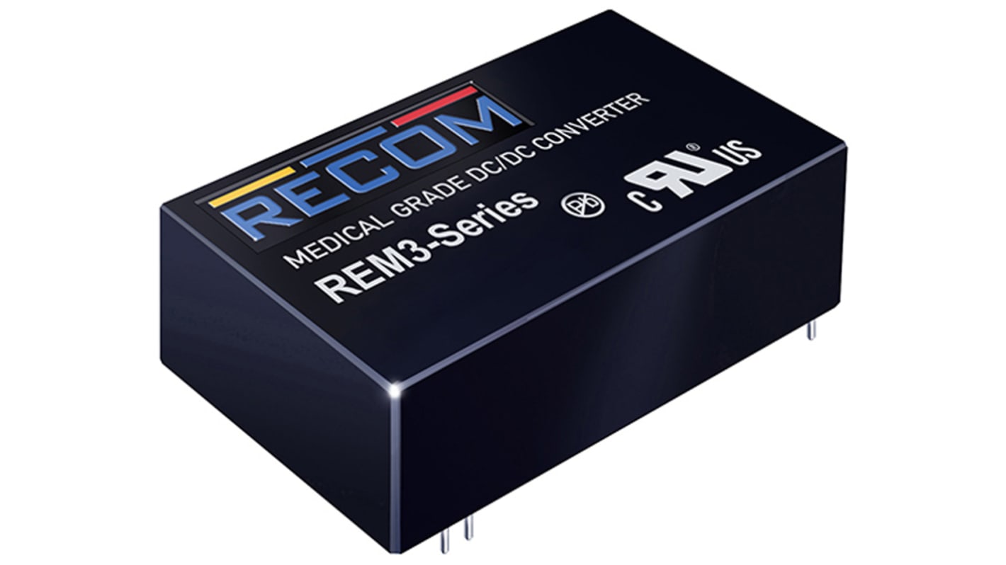 Recom REM3 DC-DC Converter, ±15V dc/ ±100mA Output, 9 → 18 V dc Input, 3W, Through Hole, +105°C Max Temp -40°C