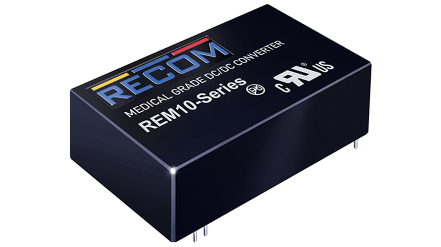 Recom REM10 DC-DC Converter, ±12V dc/ ±416mA Output, 5.5 → 9 V dc Input, 10W, Through Hole, +105°C Max Temp