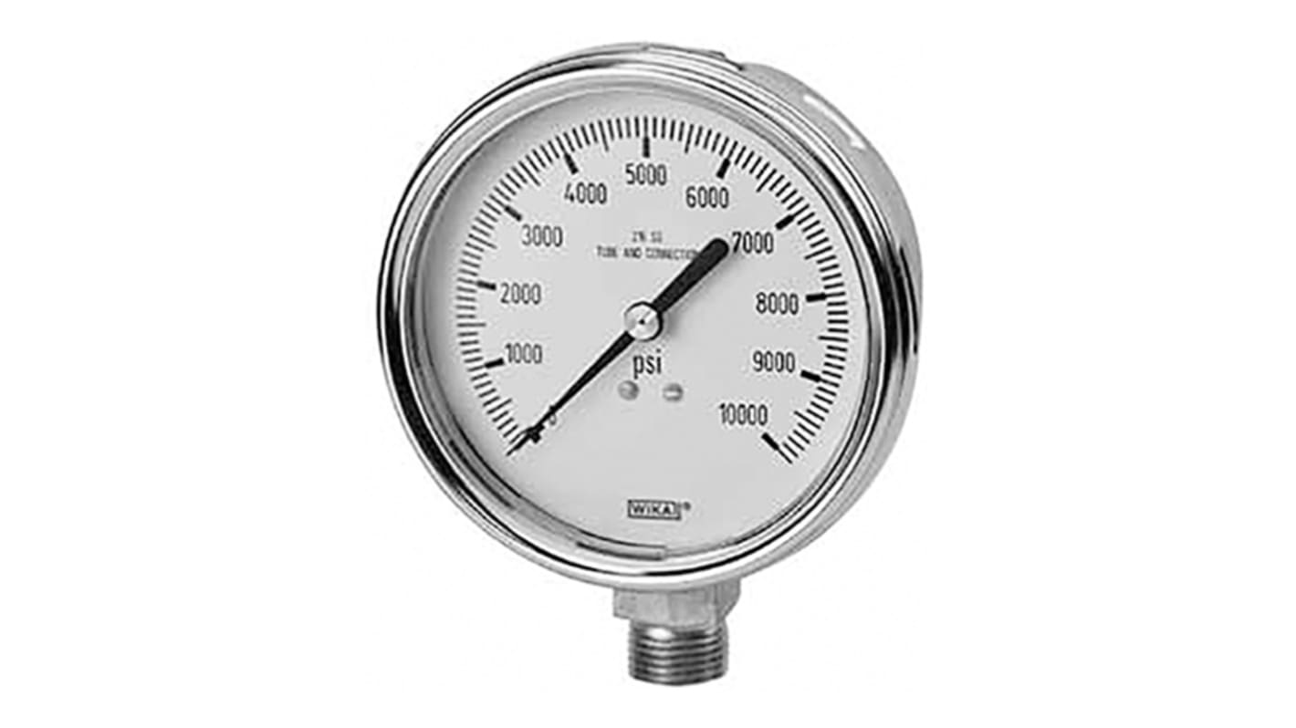 WIKA Analogue Pressure Gauge 100psi Bottom Entry, 9832615, UKAS