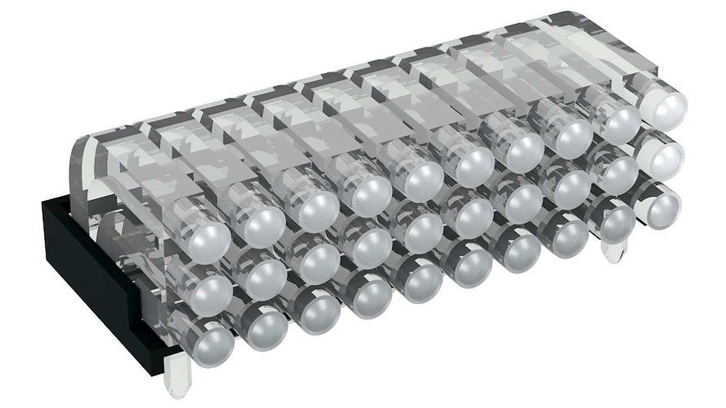 1296.2103 MENTOR, PCB Mounted 30-Way Right Angle LED Light Pipe, Tri-Level-Row Clear Dome Lens