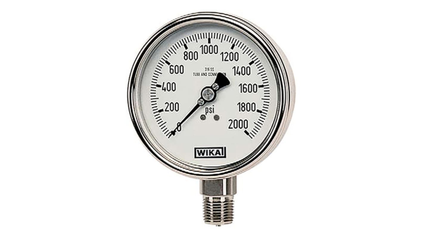 WIKA Druckmessgerät → 15psi ± 2/1/2%, Ø 63mm Edelstahl Gehäuse