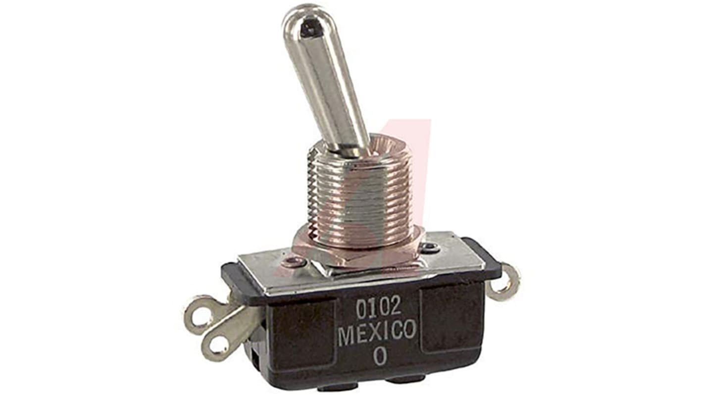 Carling Technologies Toggle Switch, Panel Mount, Latching, SPDT, Solder Terminal, 120V ac