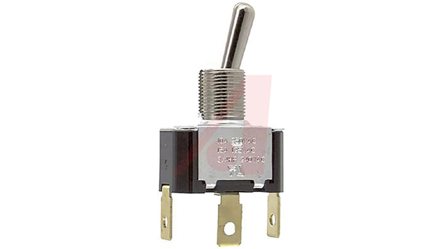 Carling Technologies Toggle Switch, Panel Mount, On-Off-On, SPDT, Tab Terminal, 250V ac