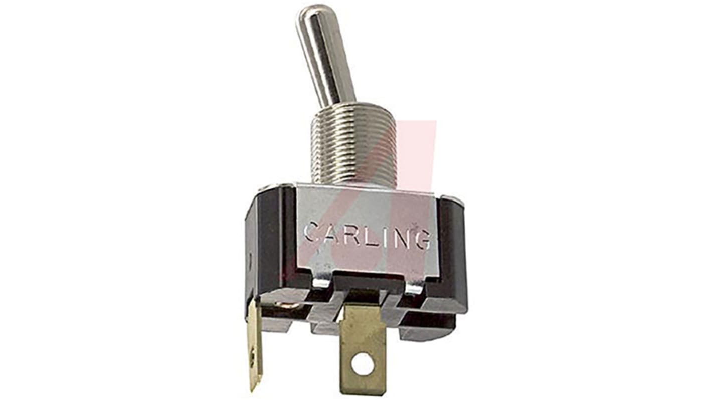 Carling Technologies Toggle Switch, Panel Mount, (On)-None-Off, SPST, Tab Terminal, 250V ac