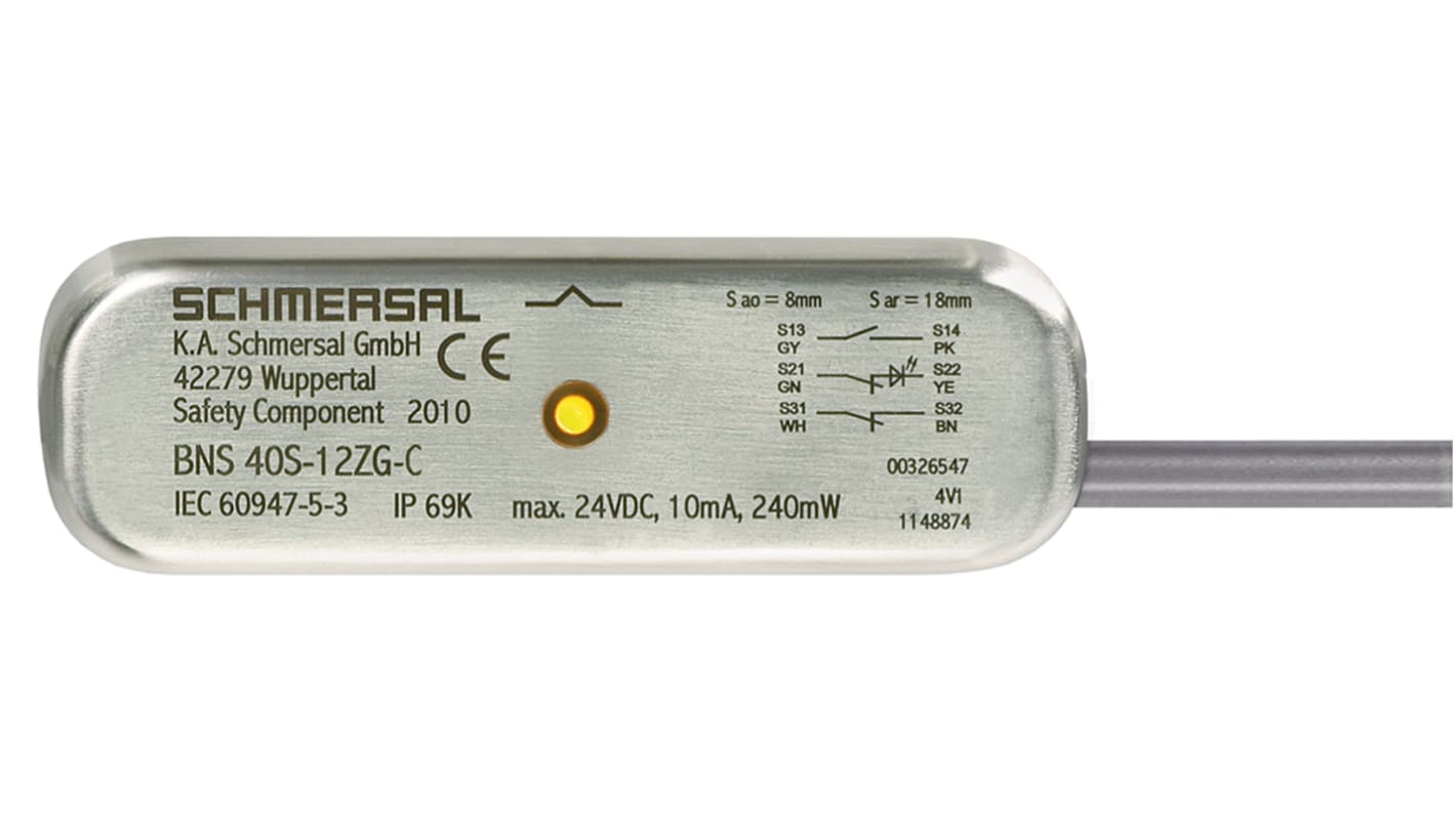 Schmersal BNS40S 1m Kabel Berührungsloser Sicherheitsschalter aus Edelstahl 100V ac/dc, Kodierschalter