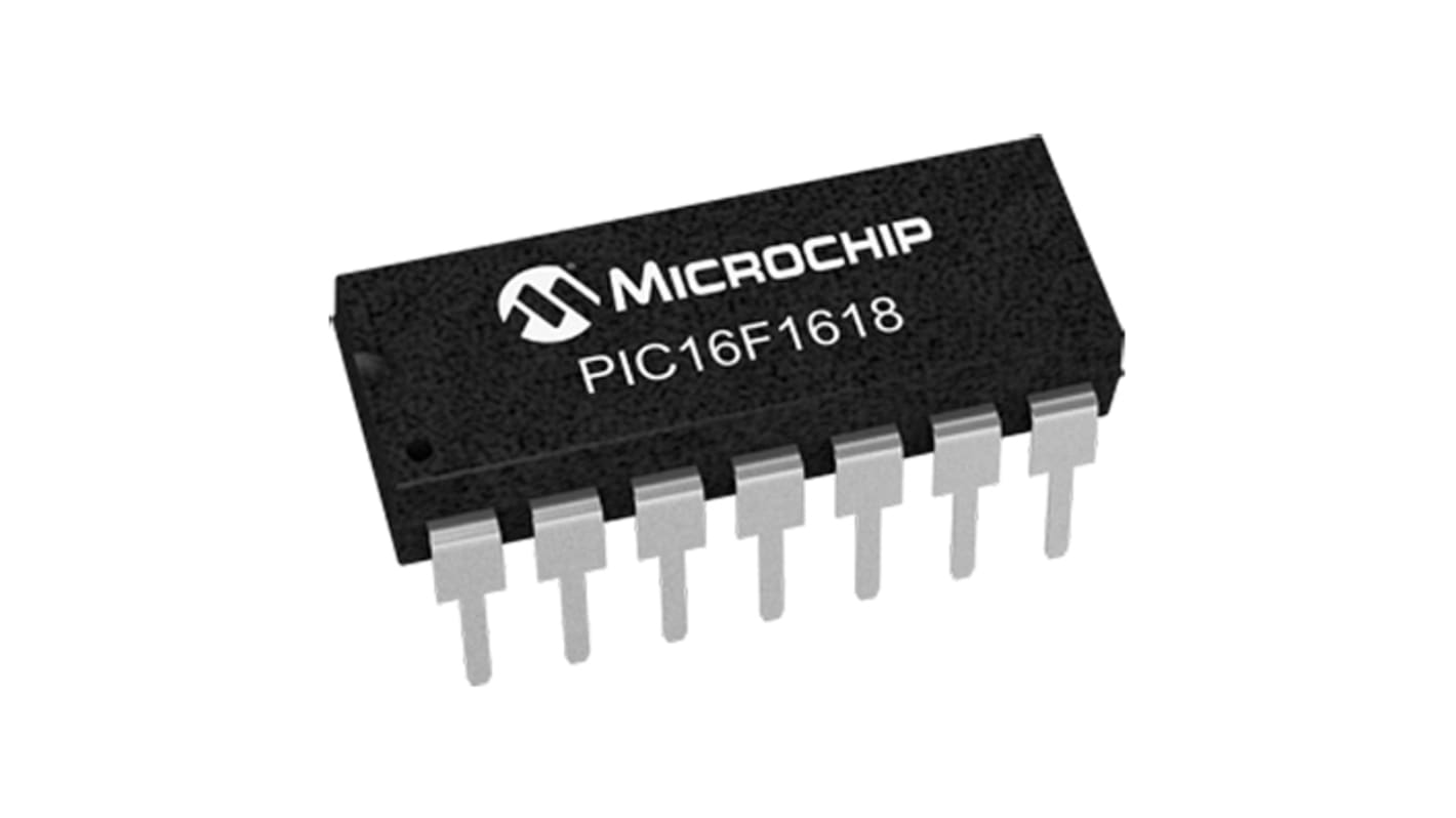 Microcontrolador Microchip PIC16F1618-I/P, núcleo PIC de 8bit, RAM 512 B, 32MHZ, PDIP de 20 pines
