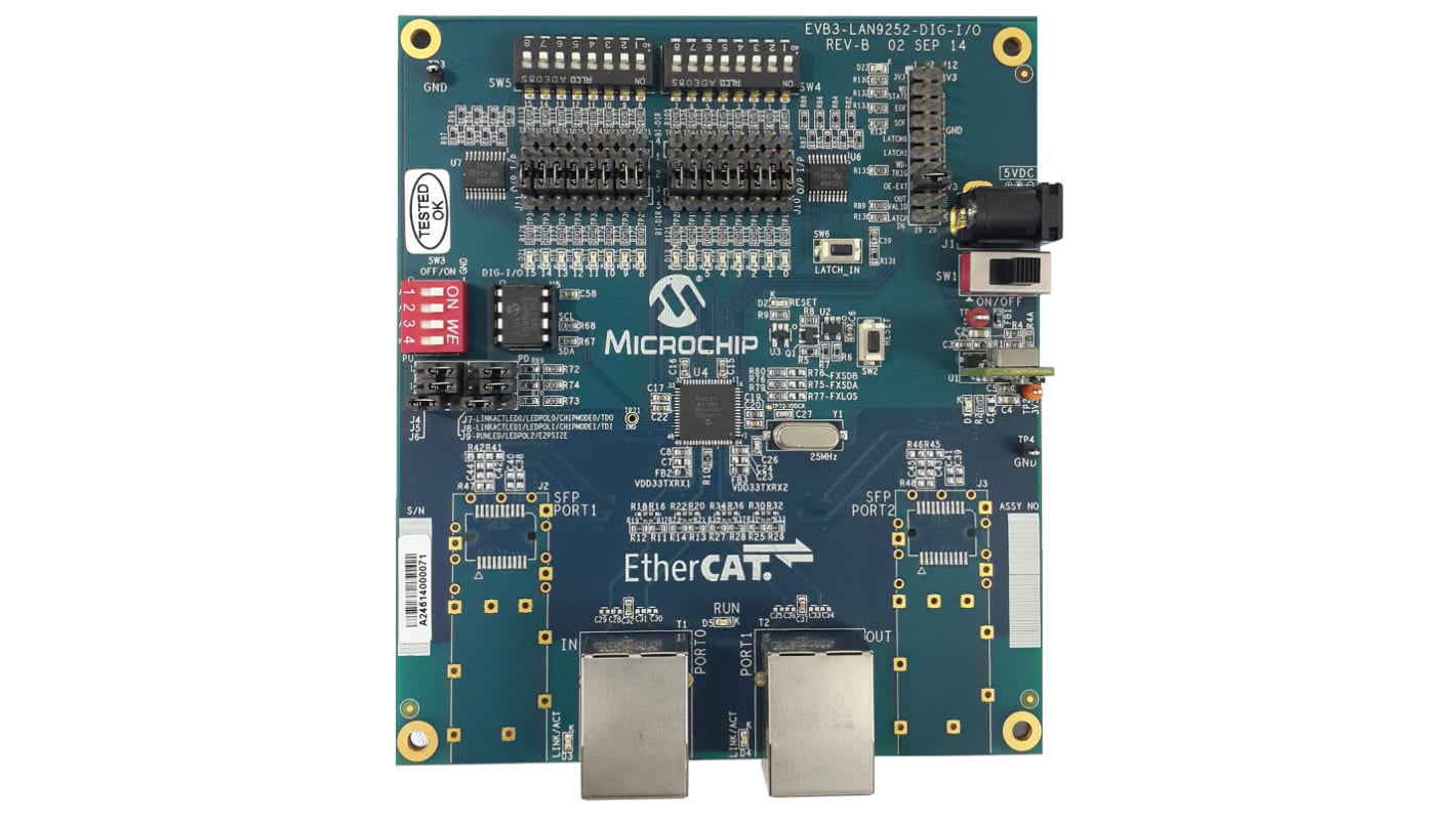 Strumento di sviluppo comunicazione e wireless Microchip EtherCAT Slave controller Evaluation Kit with DIG-IO PDI