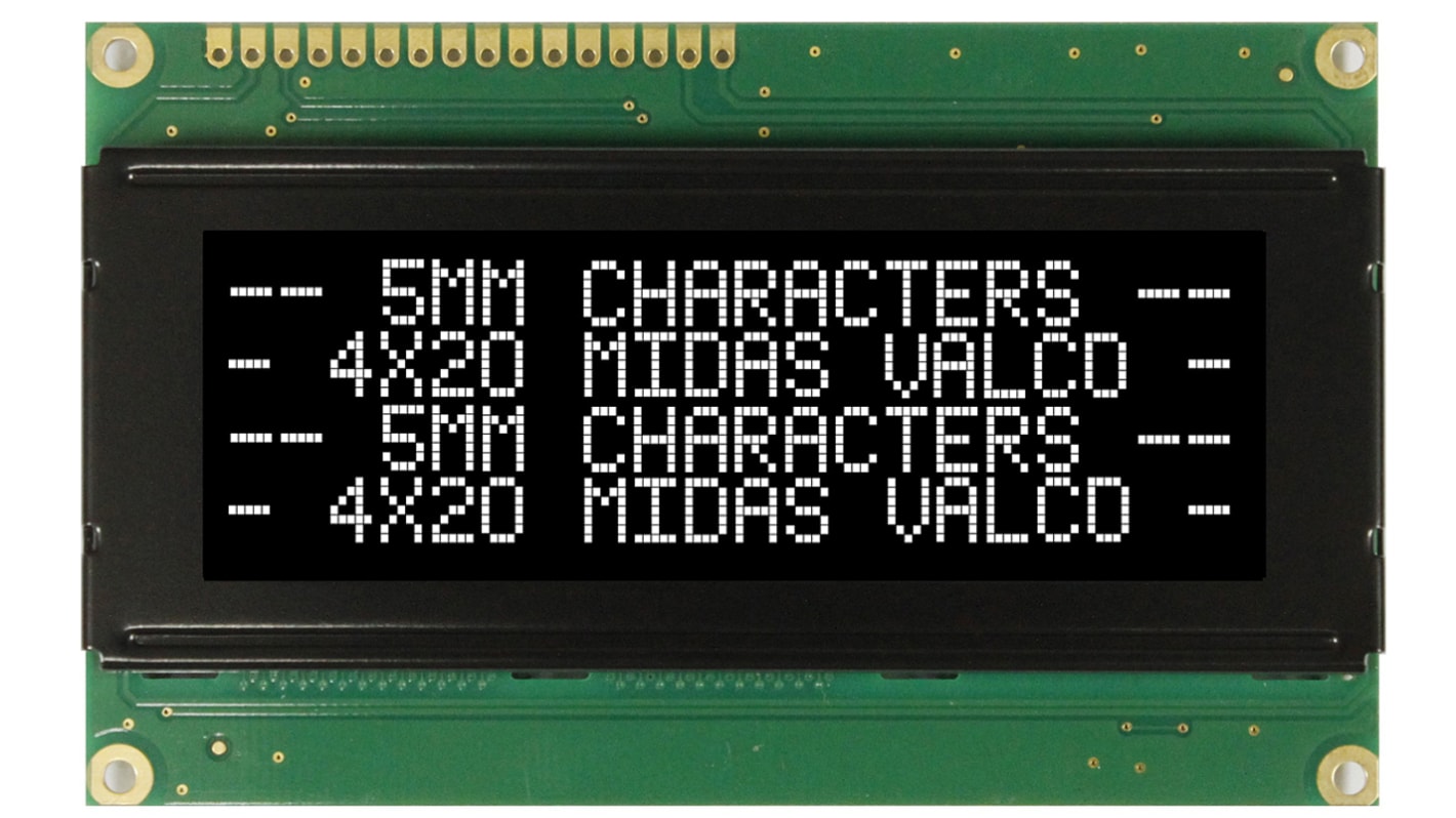 Wyświetlacz monochromatyczny LCD, , Alfanumeryczny, podświetlanie LED, Midas