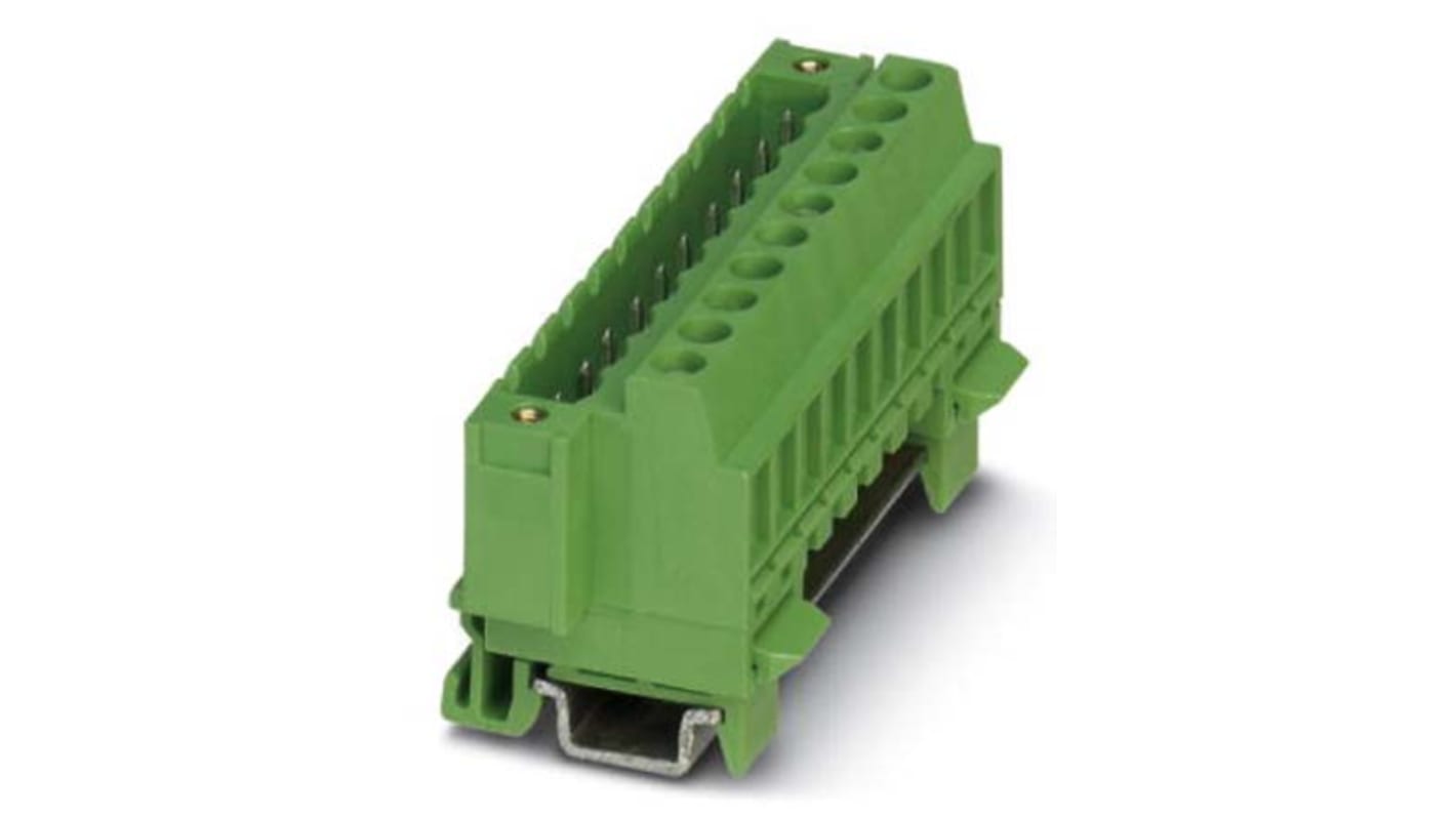 Phoenix Contact MSTBVK 2.5/19-GF-5.08 Series Green DIN Rail Terminal Block, Screw Termination