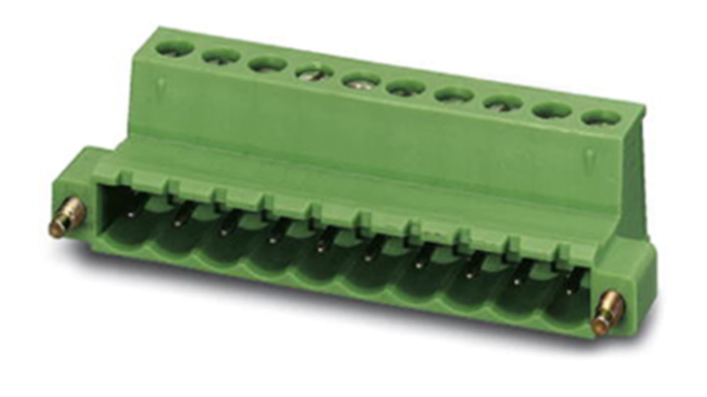 Borne enchufable para PCB Hembra Phoenix Contact de 3 vías, paso 5.08mm, 12A, de color Verde, terminación Tornillo