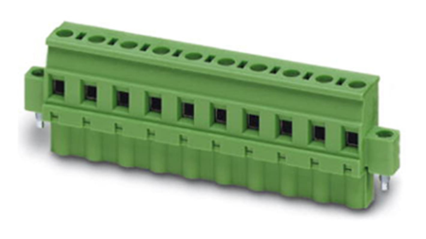 Phoenix Contact 7.62mm Pitch 12 Way Right Angle Pluggable Terminal Block, Plug, Cable Mount, Screw Termination