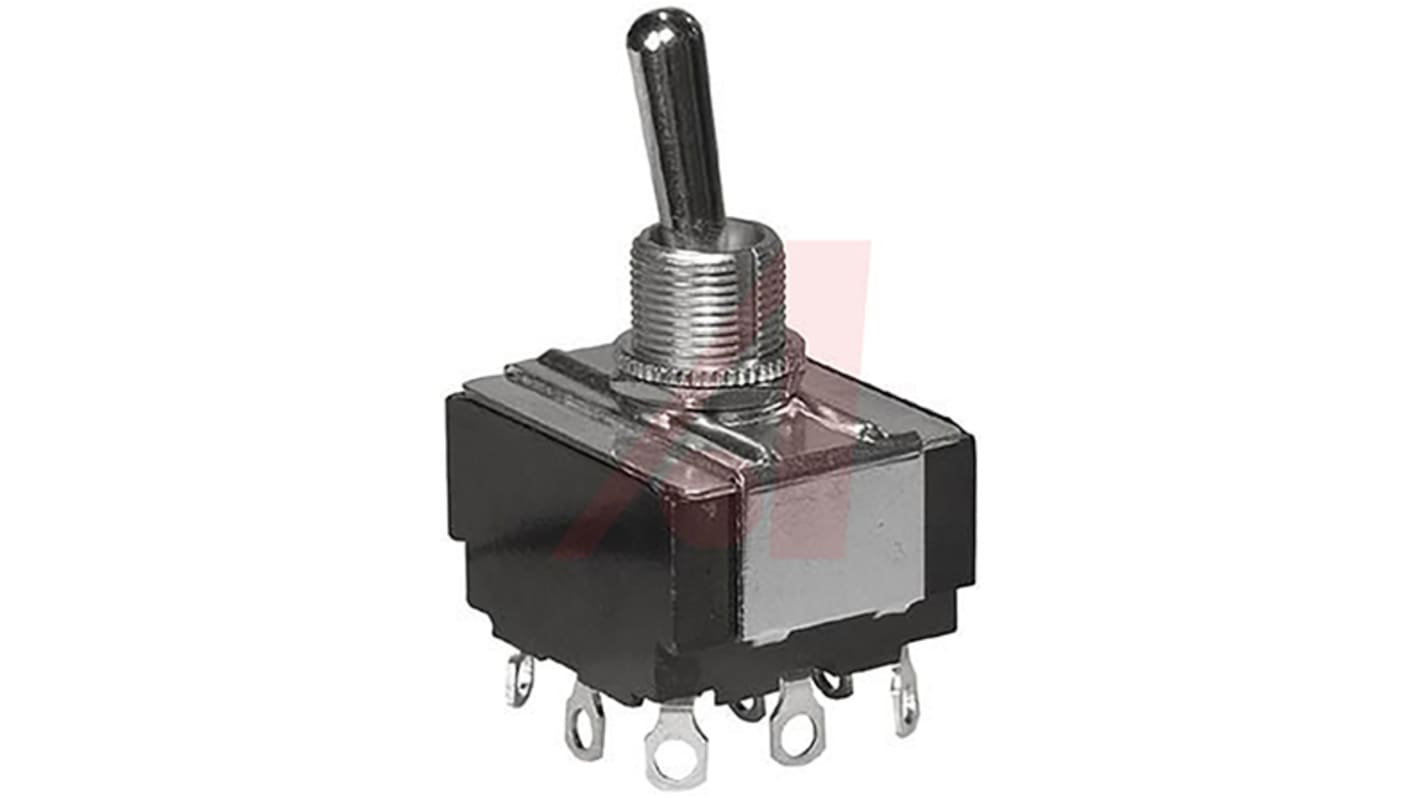 Carling Technologies Toggle Switch, Panel Mount, On-Off-On, 3PDT, Solder Lug Terminal, 250V ac