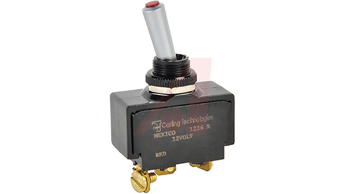 Carling Technologies Toggle Switch, Panel Mount, On-Off-On, SPST, Quick Connect Tabs Terminal, 15 → 28 V dc, 250