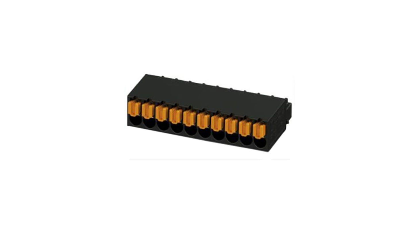 Phoenix Contact FMC 0.5/ 6-ST-2.54 Series PCB Terminal Block, 6-Contact, 2.54mm Pitch, Spring Cage Termination
