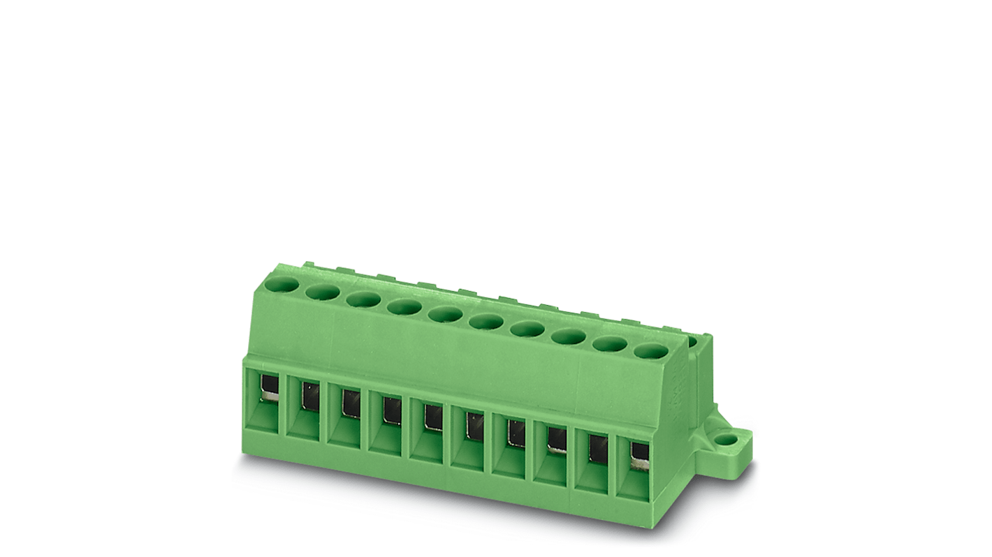 Borne para PCB Phoenix Contact serie MVSTBU 2.5/ 3-STF, de 3 vías, paso 5mm, 630 V, 12A, terminación Tornillo