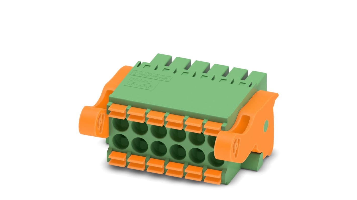 Phoenix Contact 3.5mm Pitch 12 Way Pluggable Terminal Block, Plug, Cable Mount, Spring Cage Termination