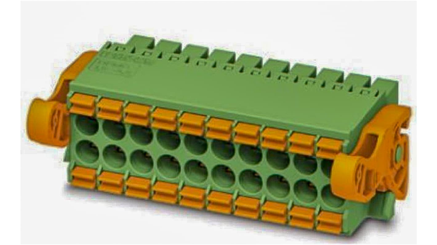 Phoenix Contact 3.5mm Pitch 17 Way Pluggable Terminal Block, Plug, Spring Cage Termination