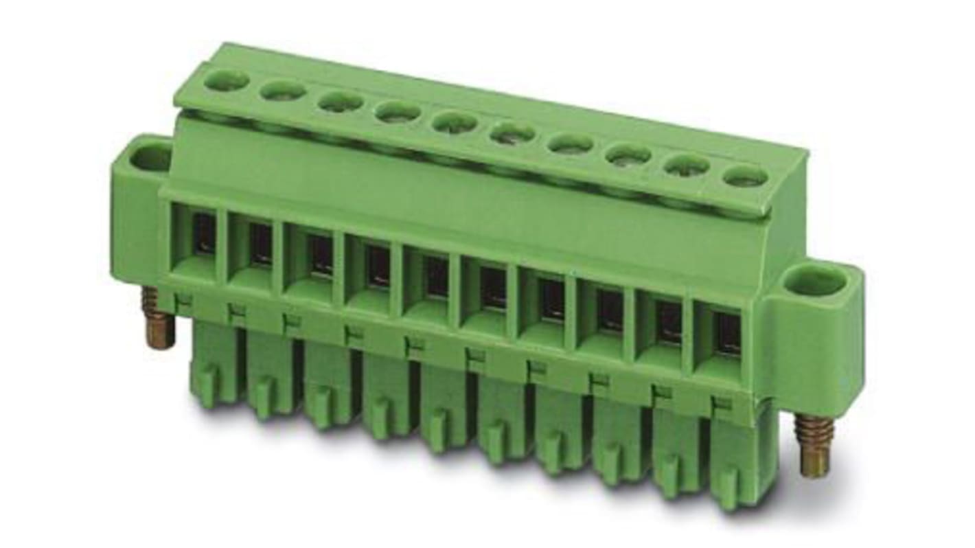 Phoenix Contact MCVR 1.5/ 5-STF-3.81 Series Pluggable Terminal Block, 5-Contact, 3.81mm Pitch, Cable Mount, 1-Row,