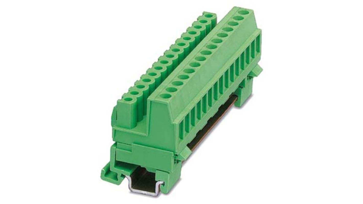 Phoenix Contact MSTBVK 2.5/ 5-ST-5.08 Series Green DIN Rail Terminal Block, Screw Termination