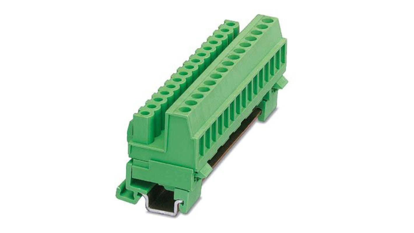 Phoenix Contact MSTBVK 2.5/ 8-ST-5.08 Series Green DIN Rail Terminal Block, Screw Termination