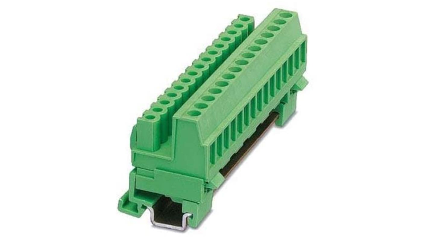 Phoenix Contact MSTBVK 2.5/10-ST-5.08 Series Green DIN Rail Terminal Block, Screw Termination