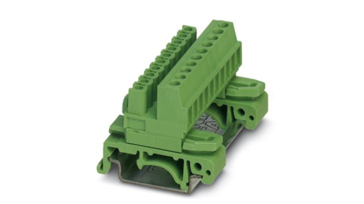 Phoenix Contact UMSTBVK 2.5/ 5-ST-5.08 Series Green DIN Rail Terminal Block, Screw Termination