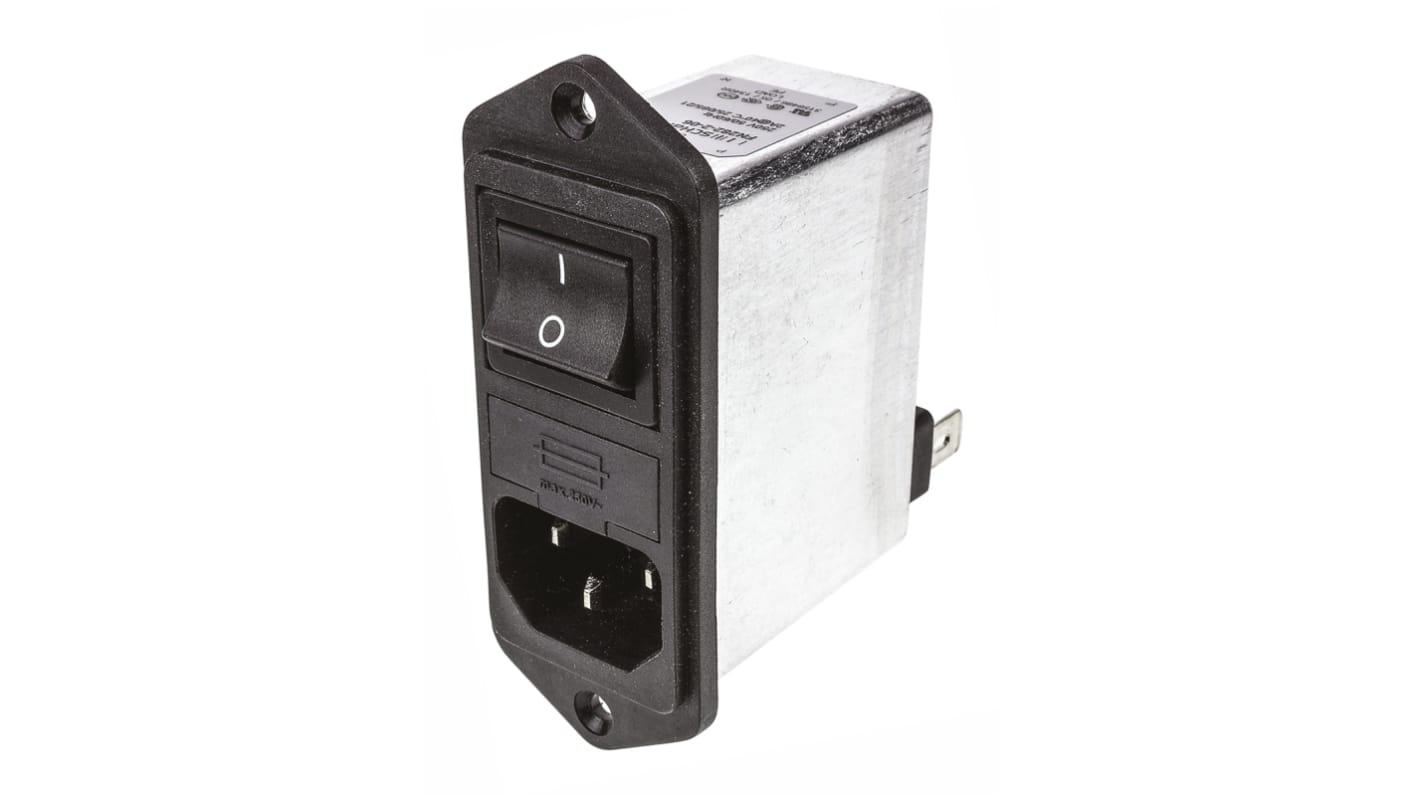 Schaffner 10A, 250 V Male Flange Mount IEC Inlet Filter 2 Pole FN282B-10-06, Faston 2 Fuse