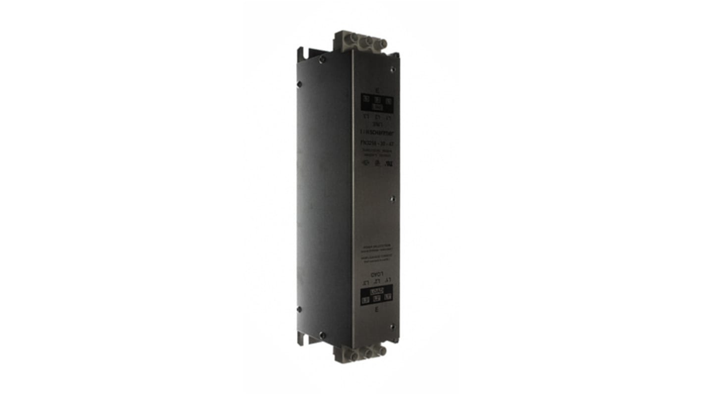 Schaffner, FN 3258 30A 3 x 480/277 V ac 0 → 60Hz, Chassis Mount RFI Filter, Terminal Block 3 Phase