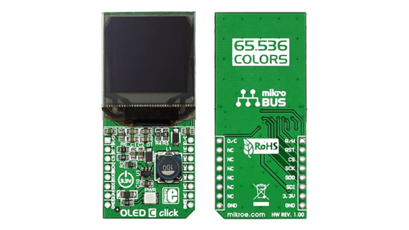 MikroElektronika MIKROE-1585, OLED C click 1.1in OLED Display Add On Board With SEPS114A