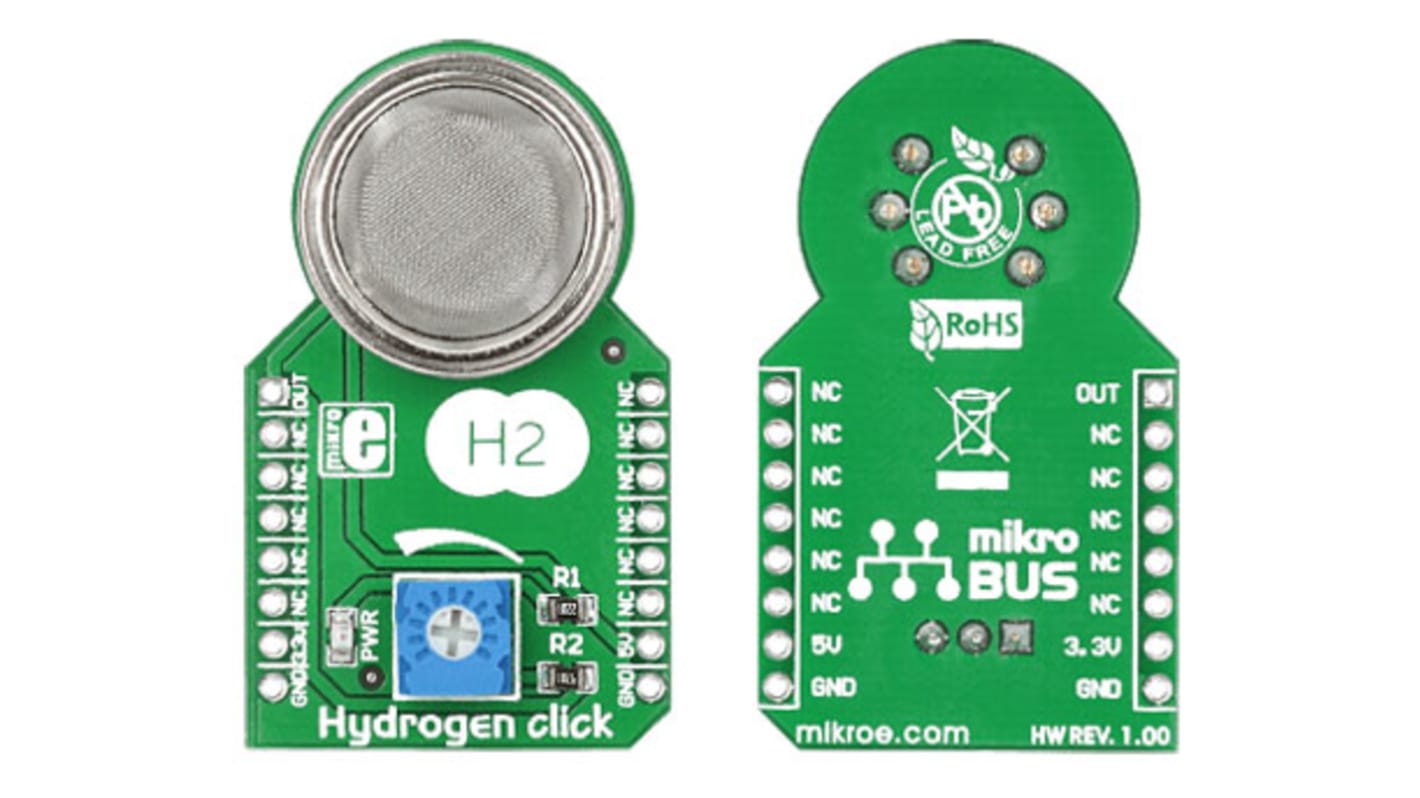 Scheda click mikroBus Hydrogen click MikroElektronika, con Sensore di gas