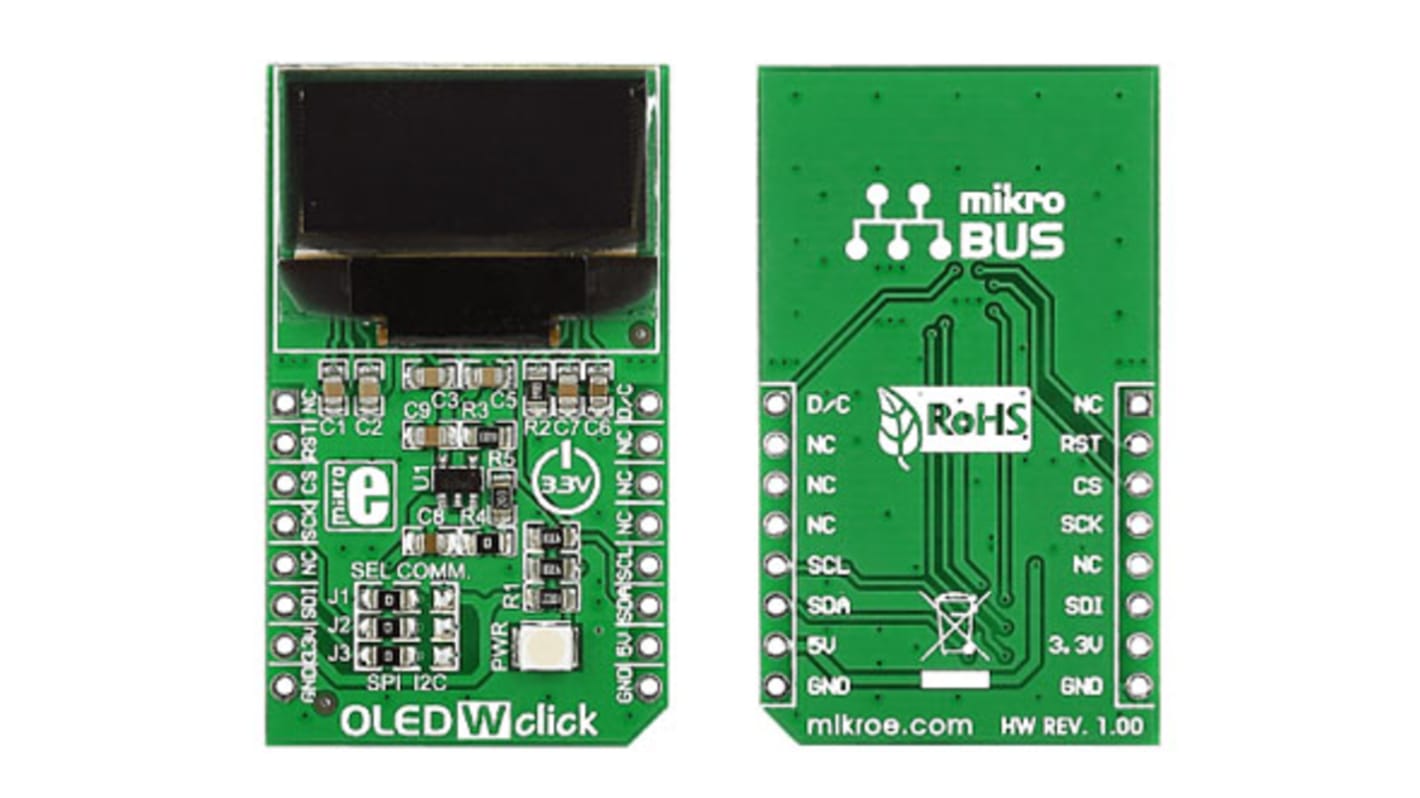 Carte complément OLED W click, Afficheur OLED