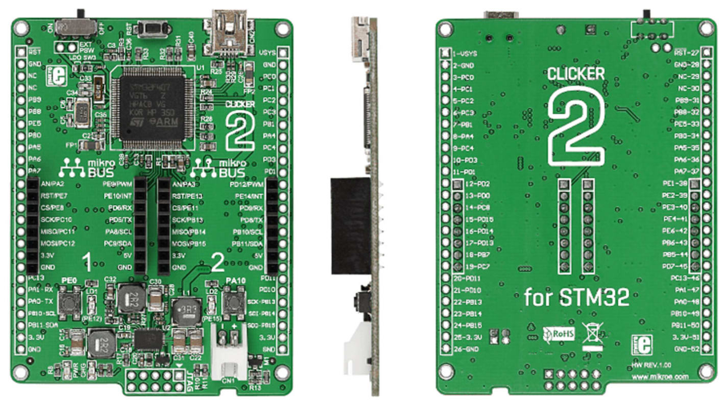 MikroElektronika Clicker 2 Evaluierungsplatine ARM Cortex M4 STM32F407