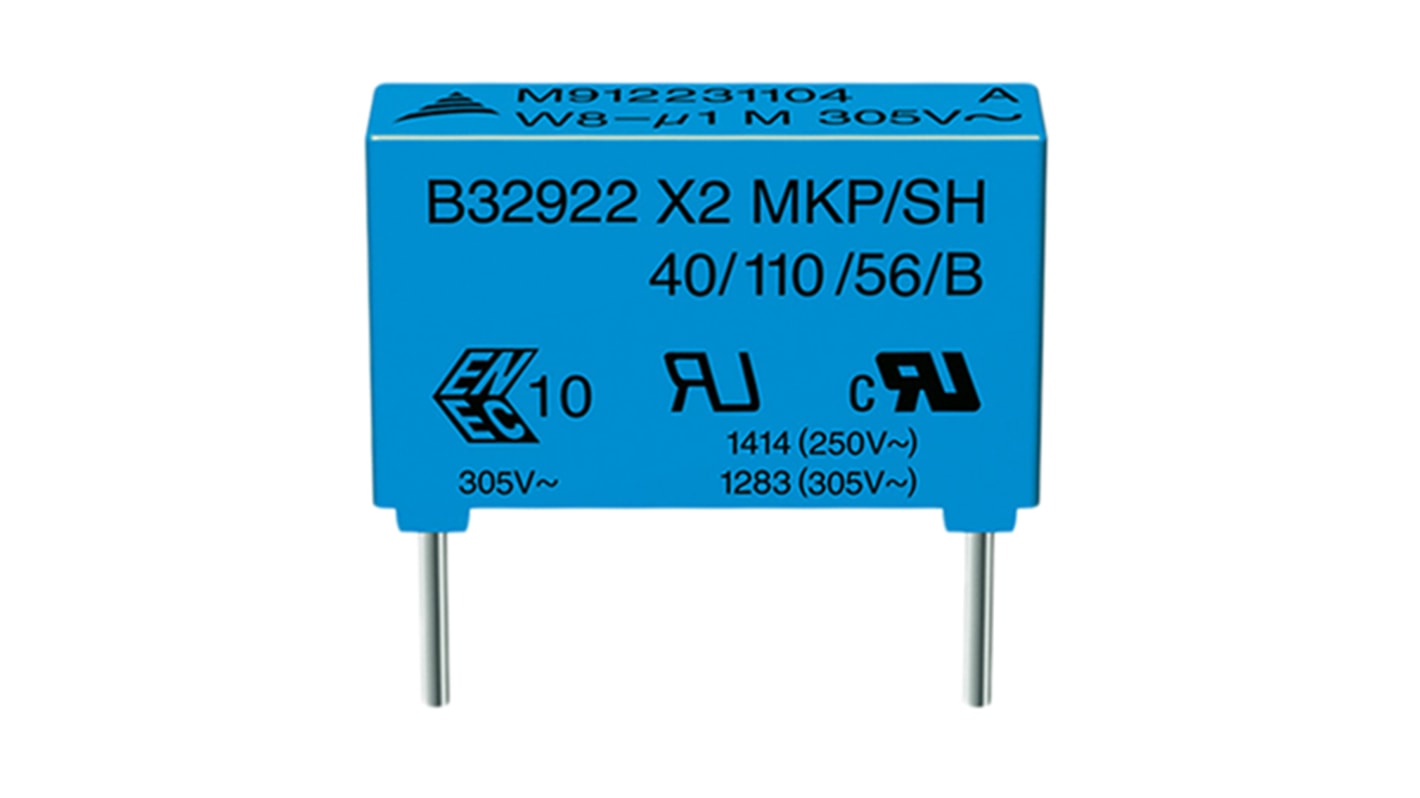 EPCOS B32922C X2 Folienkondensator 68nF ±10% / 305 V ac, 630 V dc, THT Raster 15mm