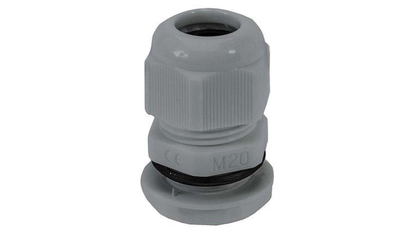 HellermannTyton NGM Series Grey Nylon Cable Gland, M20 Thread, 10mm Min, 14mm Max, IP68