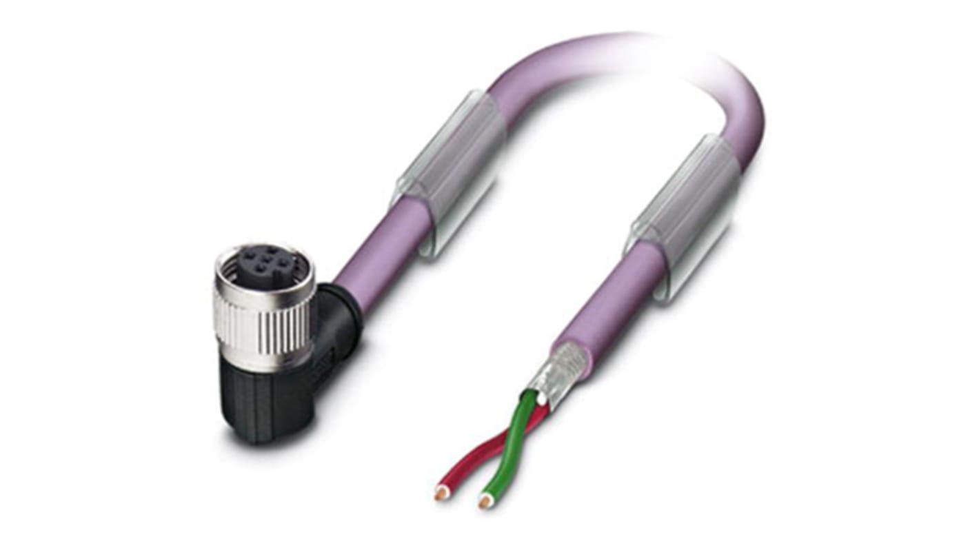 Cable de bus Phoenix Contact, con. A M12 Hembra, 2 polos, con. B Sin terminación, cod.: B, long. 5m, 250 V, 4 A, IP65,