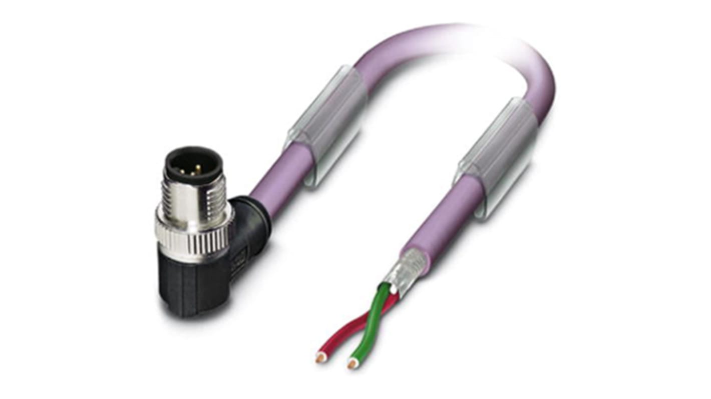 Phoenix Contact Straight Male 2 way M12 to Unterminated Bus Cable, 2m