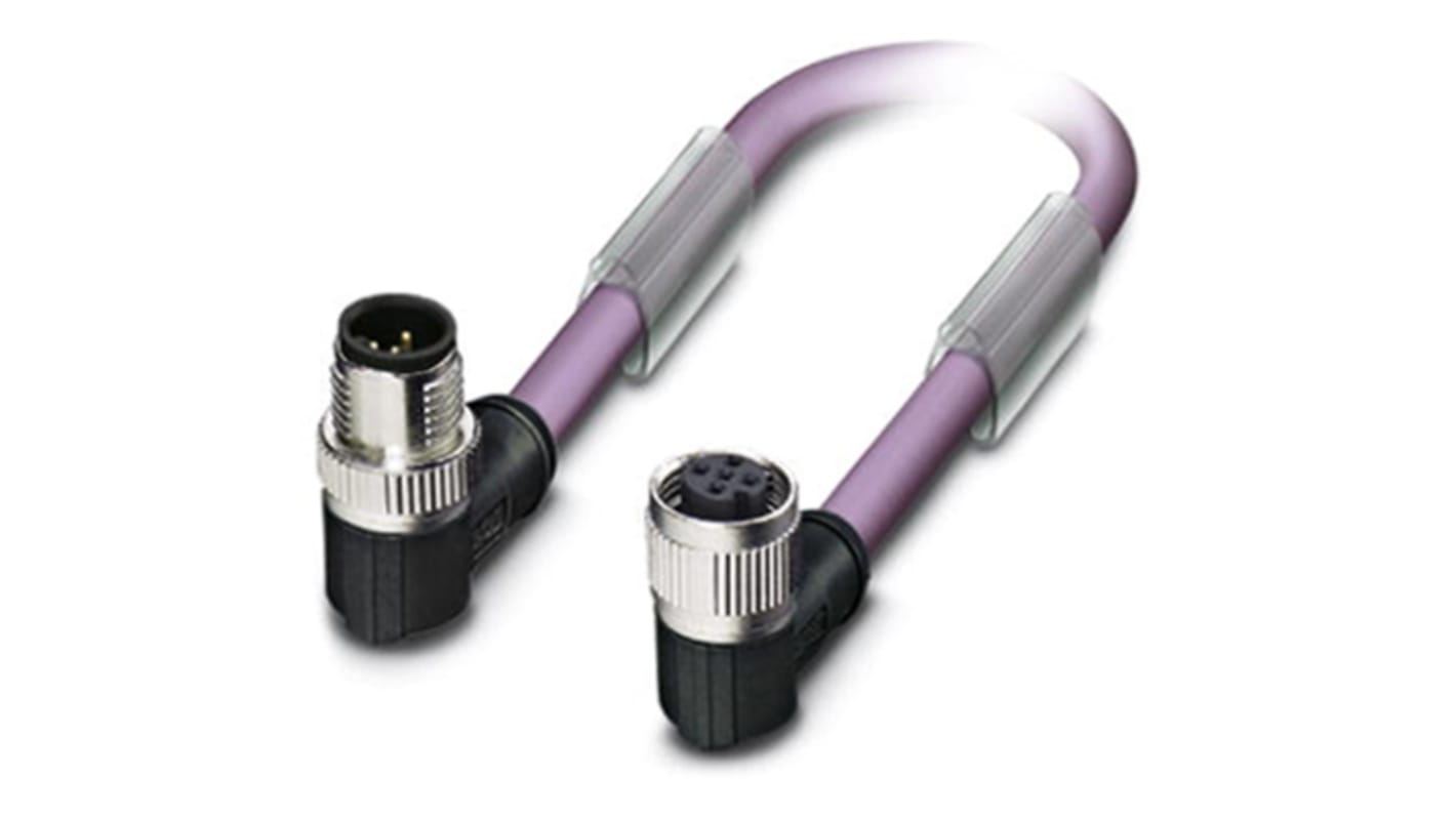 Cable de bus Phoenix Contact, con. A M12 Hembra, 2 polos, con. B M12 Macho, 2 polos, cod.: B, long. 2m, 250 V, 4 A,