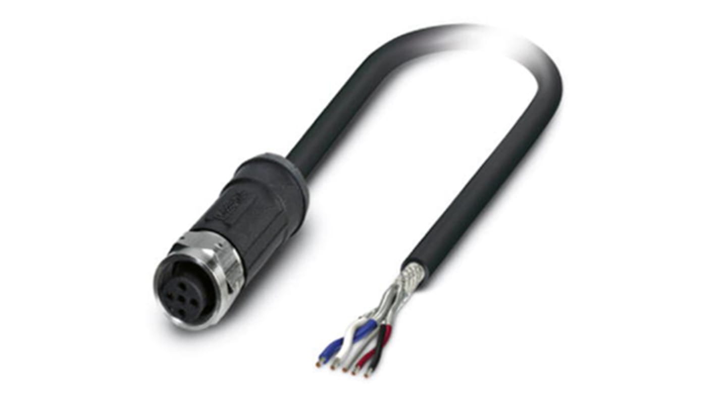 Cable de bus Phoenix Contact, con. A M12 Hembra, 5 polos, con. B Sin terminación, cod.: A, long. 2m, 60 V, 4 A, IP65,